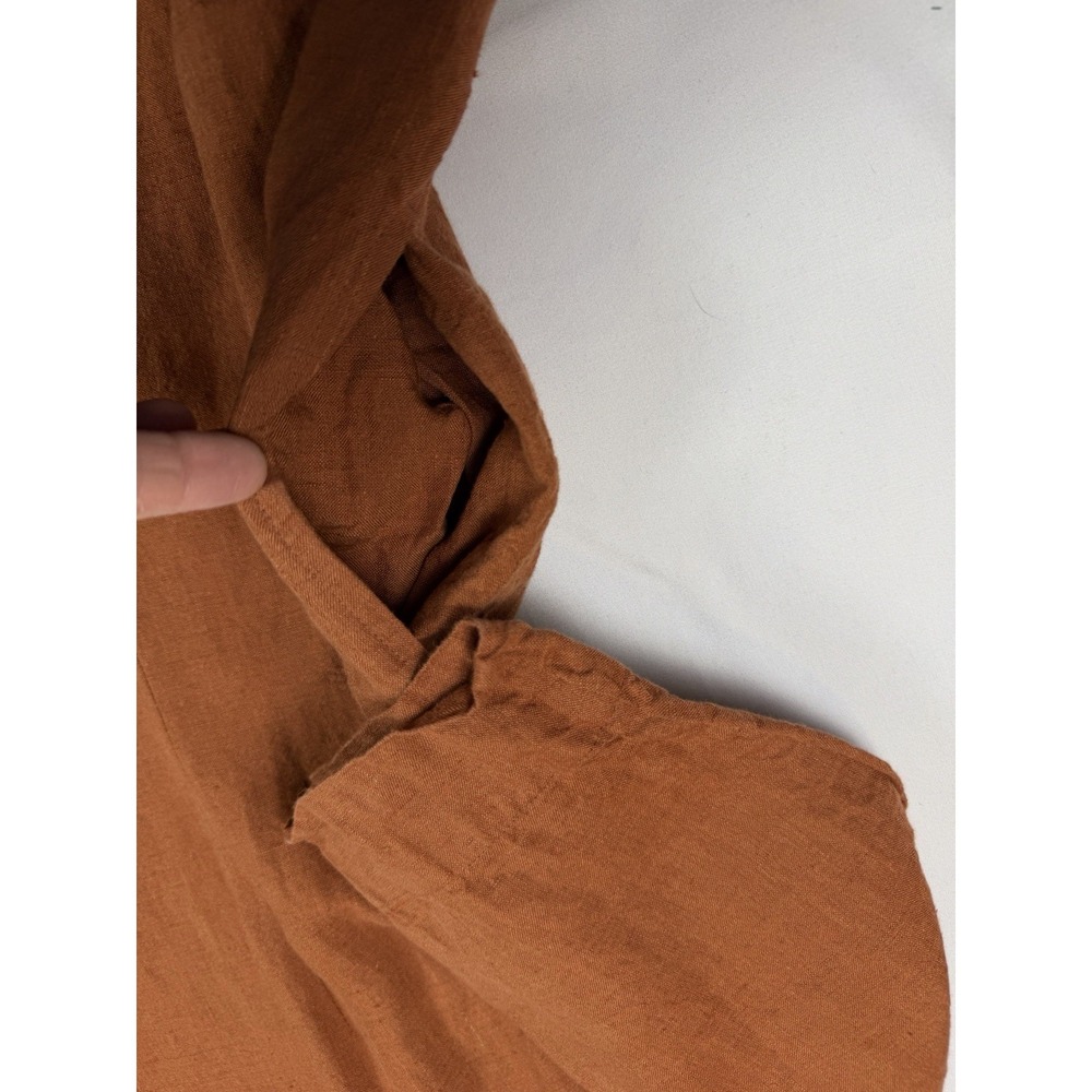 J. Jill Pure Jill Linen Square Neck Midi Dress Rust Terracotta Lagenlook‎ Sz Lg - Picture 6 of 8